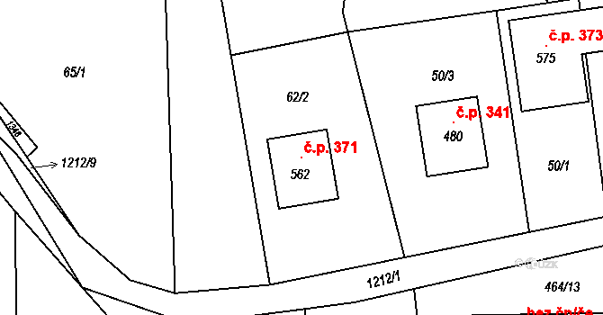 Leština 371 na parcele st. 562 v KÚ Leština u Zábřeha, Katastrální mapa