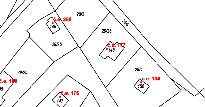 Rounek 177, Vyskytná nad Jihlavou na parcele st. 148 v KÚ Rounek, Katastrální mapa