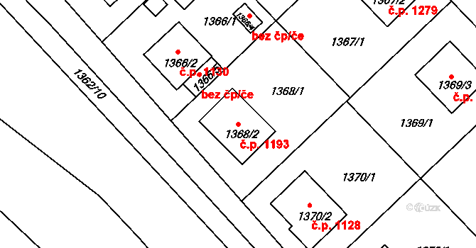 Rýmařov 1193 na parcele st. 1368/2 v KÚ Rýmařov, Katastrální mapa