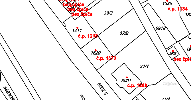 Kraslice 1373 na parcele st. 1629 v KÚ Kraslice, Katastrální mapa