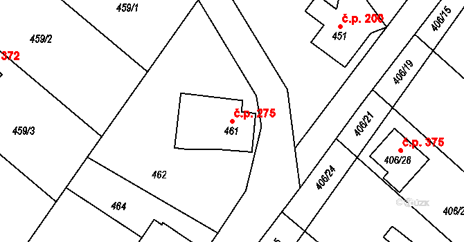 Donín 275, Hrádek nad Nisou na parcele st. 461 v KÚ Donín u Hrádku nad Nisou, Katastrální mapa