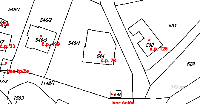 Klepačov 78, Blansko na parcele st. 544 v KÚ Klepačov, Katastrální mapa