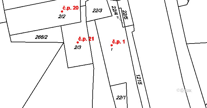 Litochovice nad Labem 1, Prackovice nad Labem na parcele st. 1 v KÚ Litochovice nad Labem, Katastrální mapa