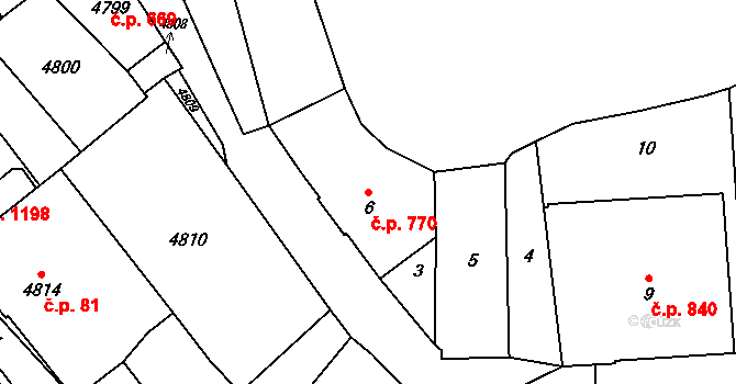 Město 770, Orlová na parcele st. 6 v KÚ Orlová, Katastrální mapa