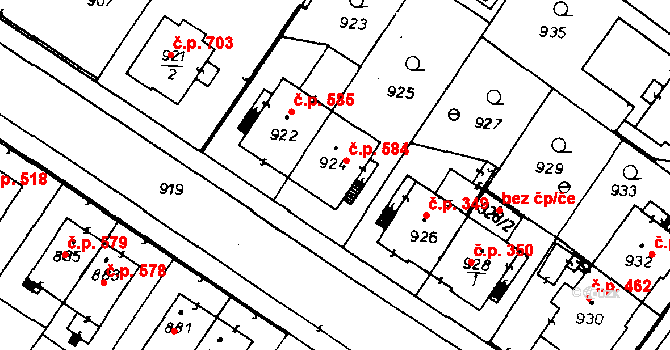 Poděbrady II 584, Poděbrady na parcele st. 924 v KÚ Poděbrady, Katastrální mapa