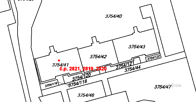 Královo Pole 2820, Brno na parcele st. 3754/42 v KÚ Královo Pole, Katastrální mapa