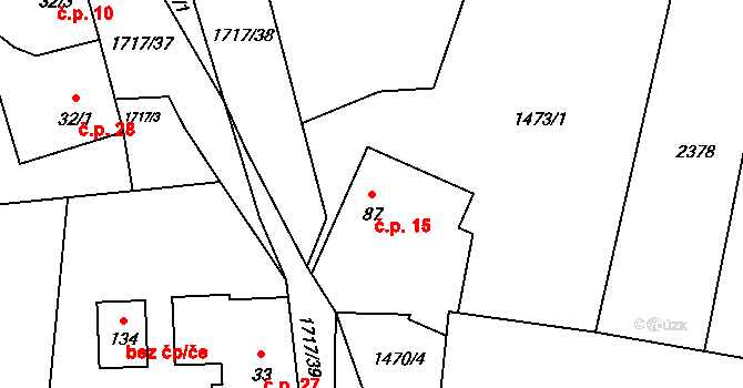 Rychnov u Nových Hradů 15, Horní Stropnice na parcele st. 87 v KÚ Rychnov u Nových Hradů, Katastrální mapa