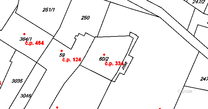 Černilov 334 na parcele st. 60/2 v KÚ Černilov, Katastrální mapa