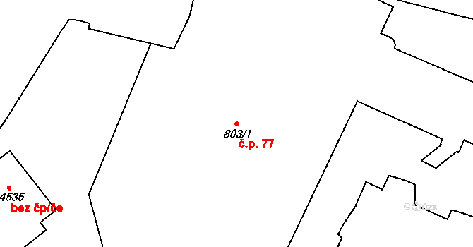 Kryblice 77, Trutnov na parcele st. 803/1 v KÚ Trutnov, Katastrální mapa