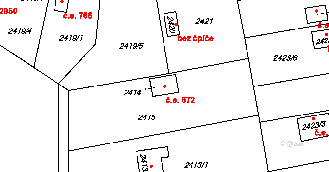 Bolevec 672, Plzeň na parcele st. 2414 v KÚ Bolevec, Katastrální mapa