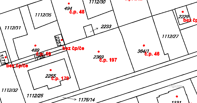 Hamrníky 197, Mariánské Lázně na parcele st. 2369 v KÚ Úšovice, Katastrální mapa