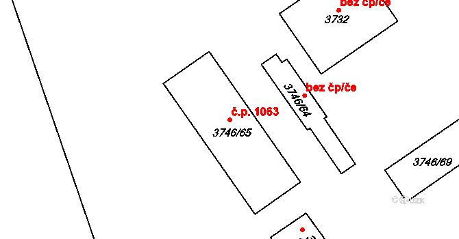 Stonava 1063 na parcele st. 3746/65 v KÚ Stonava, Katastrální mapa