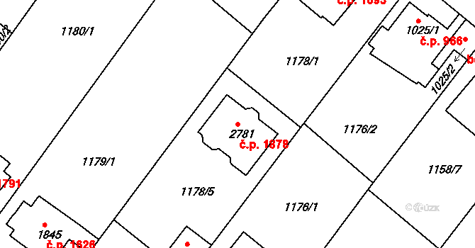 Brandýs nad Labem 1878, Brandýs nad Labem-Stará Boleslav na parcele st. 2781 v KÚ Brandýs nad Labem, Katastrální mapa