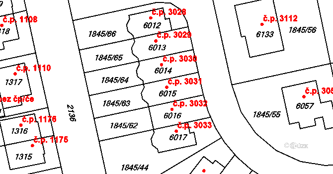 Šumperk 3031 na parcele st. 6015 v KÚ Šumperk, Katastrální mapa