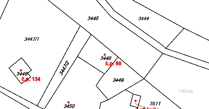 Smržovka 69 na parcele st. 3448 v KÚ Smržovka, Katastrální mapa