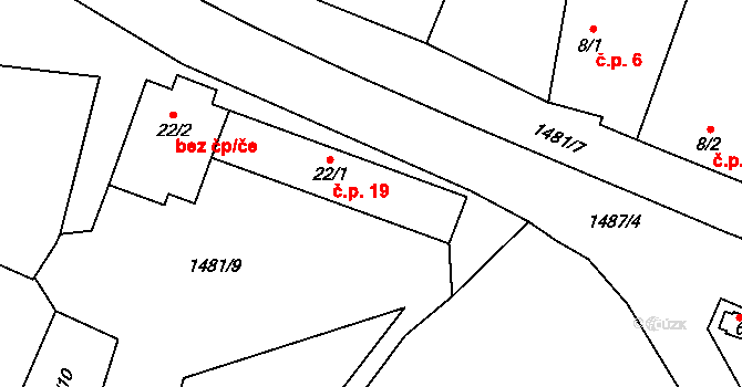 Sedlec 19, Temelín na parcele st. 22/1 v KÚ Sedlec u Temelína, Katastrální mapa