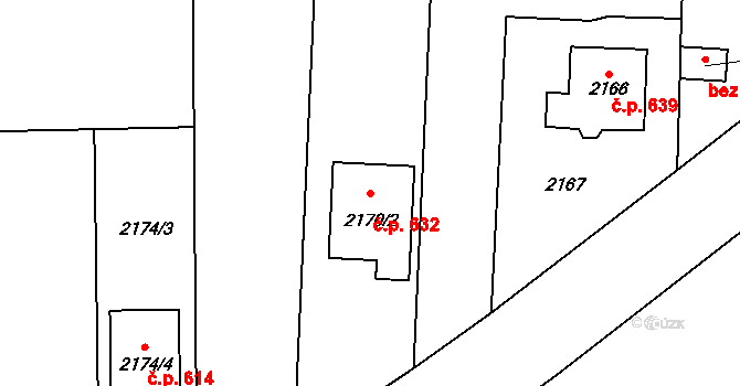 Velká Bíteš 632 na parcele st. 2170/2 v KÚ Velká Bíteš, Katastrální mapa