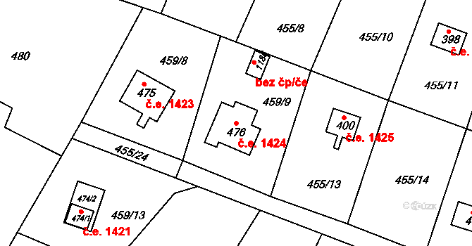 Ládví 1424, Kamenice na parcele st. 476 v KÚ Ládví, Katastrální mapa