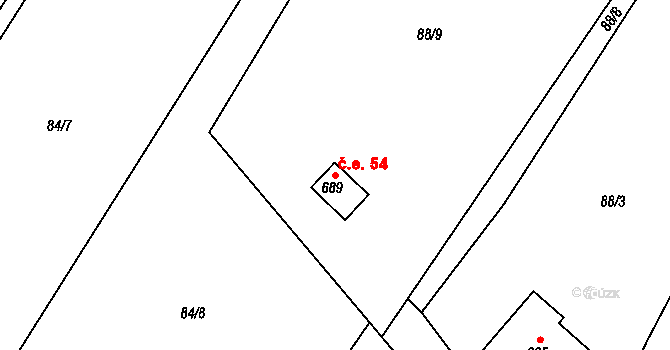 Mašov 54, Turnov na parcele st. 689 v KÚ Mašov u Turnova, Katastrální mapa