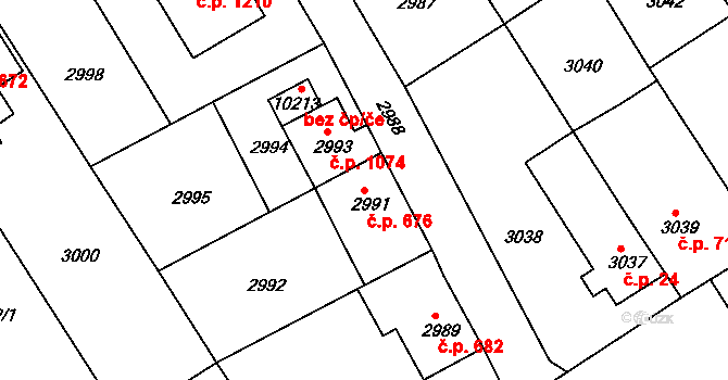 Žďár nad Sázavou 5 676, Žďár nad Sázavou na parcele st. 2991 v KÚ Město Žďár, Katastrální mapa