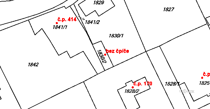 Rumburk 41750012 na parcele st. 1830/2 v KÚ Rumburk, Katastrální mapa