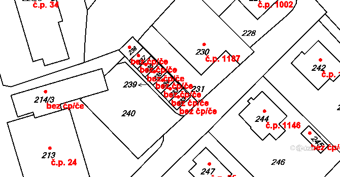 Vsetín 41773012 na parcele st. 233 v KÚ Vsetín, Katastrální mapa