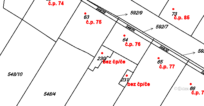 Bohušovice nad Ohří 42878012 na parcele st. 230 v KÚ Hrdly, Katastrální mapa