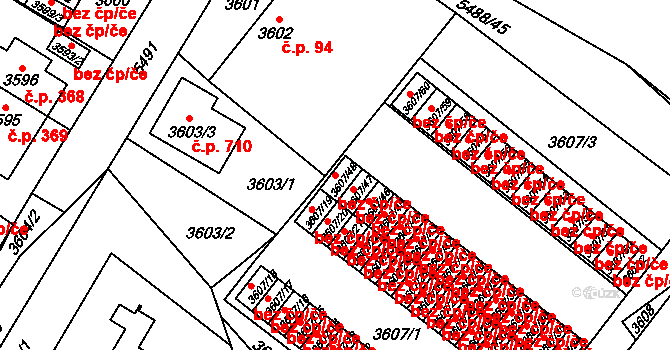 Plzeň 46286012 na parcele st. 3607/48 v KÚ Plzeň, Katastrální mapa