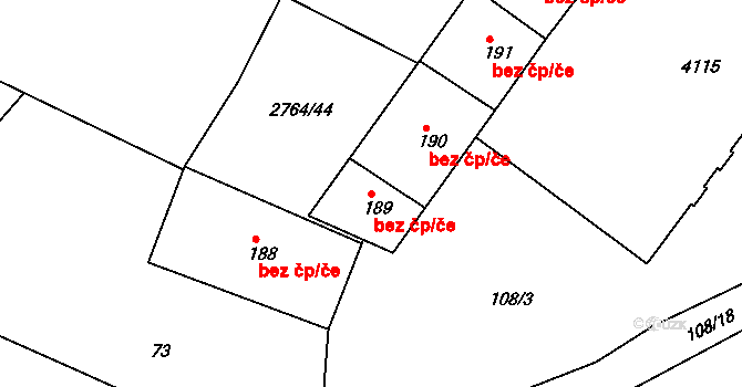 Rokycany 47235012 na parcele st. 189 v KÚ Rokycany, Katastrální mapa