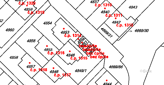 Žďár nad Sázavou 49787012 na parcele st. 4851 v KÚ Město Žďár, Katastrální mapa