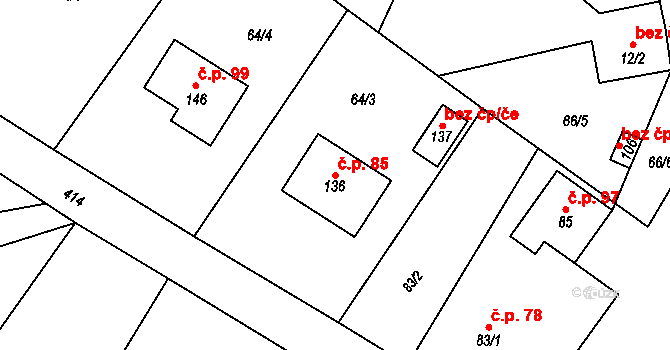 Chacholice 85, Chrast na parcele st. 136 v KÚ Chacholice, Katastrální mapa
