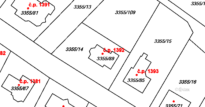Kopřivnice 1392 na parcele st. 3355/89 v KÚ Kopřivnice, Katastrální mapa