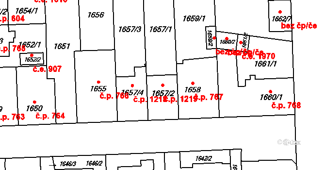 Český Těšín 1219 na parcele st. 1657/2 v KÚ Český Těšín, Katastrální mapa