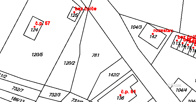 Jeníčkova Lhota 42, Chotoviny na parcele st. 45 v KÚ Jeníčkova Lhota, Katastrální mapa