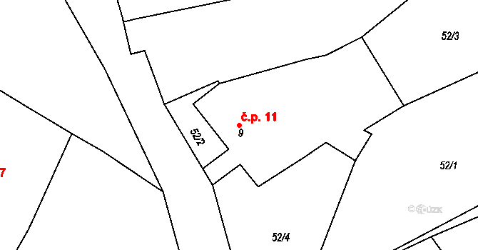 Dobrotice 11, Chanovice na parcele st. 9 v KÚ Dobrotice u Chanovic, Katastrální mapa