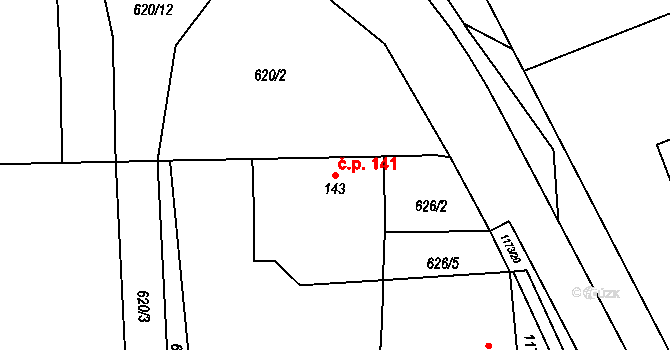 Chromeč 141 na parcele st. 143 v KÚ Chromeč, Katastrální mapa