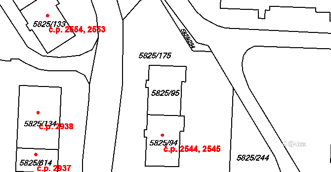 Česká Lípa 2544,2545 na parcele st. 5825/94 v KÚ Česká Lípa, Katastrální mapa