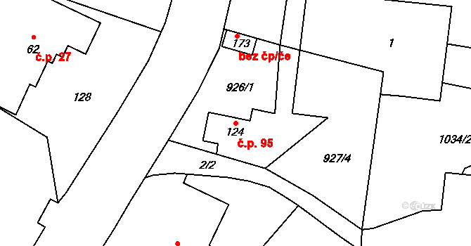 Kamenka 95, Odry na parcele st. 124 v KÚ Kamenka, Katastrální mapa
