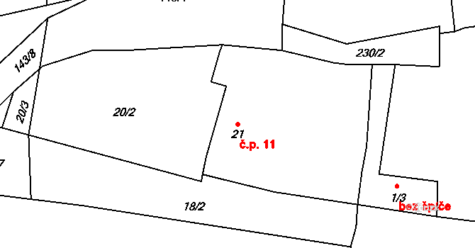 Milotičky 11, Červená Řečice na parcele st. 21 v KÚ Milotičky, Katastrální mapa