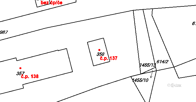 Skuhrov nad Bělou 137 na parcele st. 358 v KÚ Skuhrov nad Bělou, Katastrální mapa