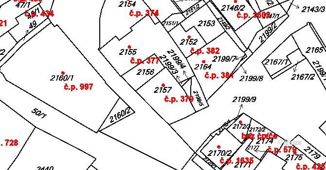 Pohořelice 379 na parcele st. 2157 v KÚ Pohořelice nad Jihlavou, Katastrální mapa