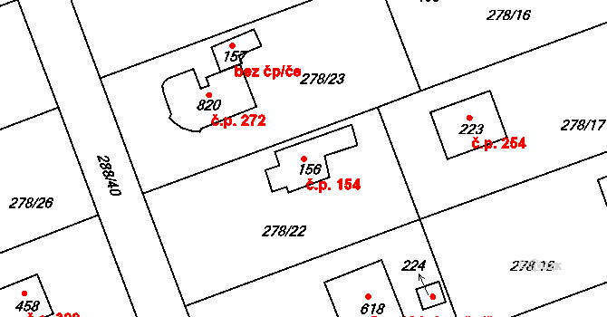 Sedlec 154, Starý Plzenec na parcele st. 156 v KÚ Sedlec u Starého Plzence, Katastrální mapa