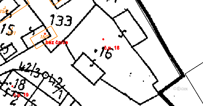Klucké Chvalovice 18, Zbýšov na parcele st. 16 v KÚ Klucké Chvalovice, Katastrální mapa