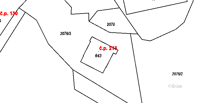Pecerady 213, Týnec nad Sázavou na parcele st. 643 v KÚ Pecerady, Katastrální mapa
