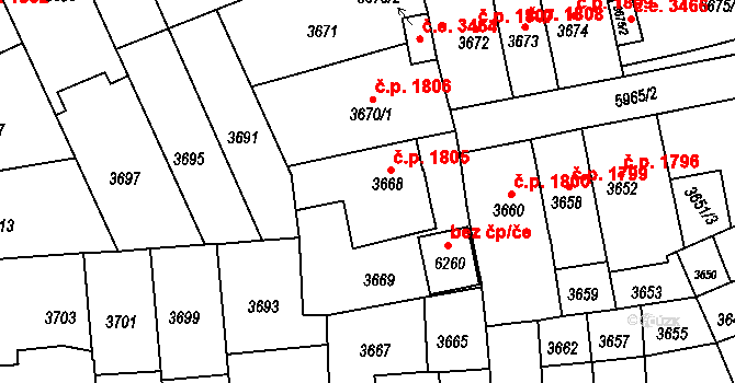 Jihlava 1805 na parcele st. 3668 v KÚ Jihlava, Katastrální mapa