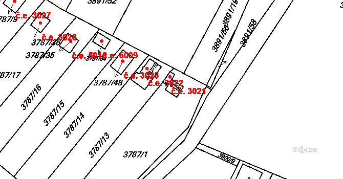Jihlava 3021 na parcele st. 3787/8 v KÚ Jihlava, Katastrální mapa