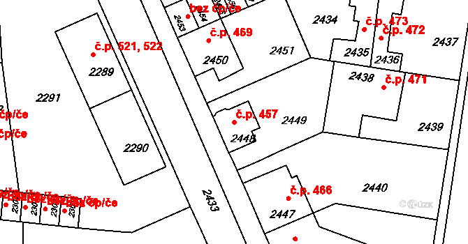 Mimoň I 457, Mimoň na parcele st. 2448 v KÚ Mimoň, Katastrální mapa