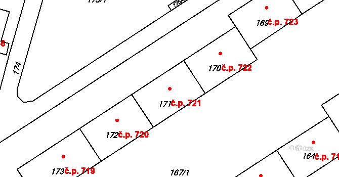 Lutyně 721, Orlová na parcele st. 171 v KÚ Horní Lutyně, Katastrální mapa