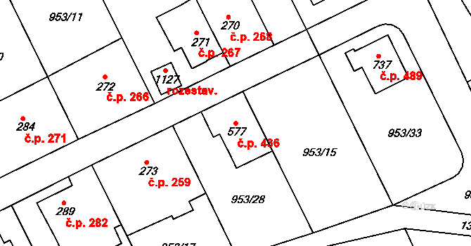 Stará Paka 436 na parcele st. 577 v KÚ Stará Paka, Katastrální mapa