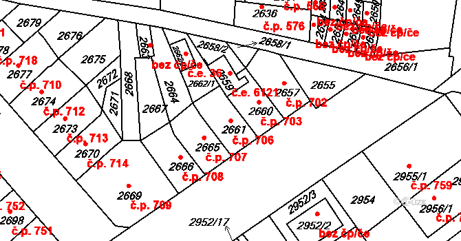 Střekov 706, Ústí nad Labem na parcele st. 2661 v KÚ Střekov, Katastrální mapa
